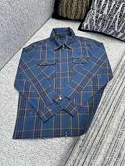 Fortok Balenciaga Copy Jacquard Double Layer Check Shirt Jacket Blue - 1