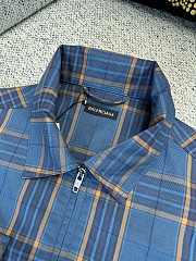 Fortok Balenciaga Copy Jacquard Double Layer Check Shirt Jacket Blue - 5
