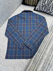 Fortok Balenciaga Copy Jacquard Double Layer Check Shirt Jacket Blue - 4