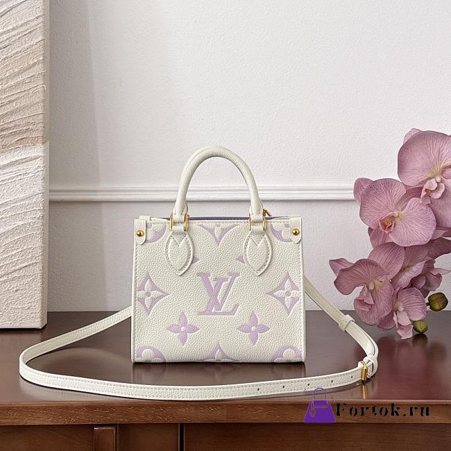 Fortok Louis Vuitton OnTheGo White Purple 18x15x8.5cm  - 1