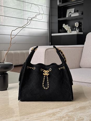 Fortok Chanel 25 color in Suede Black Small bag 30x26x14cm