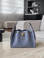 Fortok Chanel 25 color in Suede Blue Small bag 30x26x14cm - 1