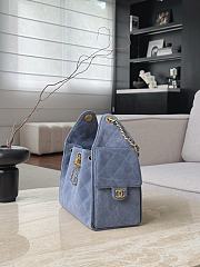 Fortok Chanel 25 color in Suede Blue Small bag 30x26x14cm - 6