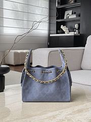 Fortok Chanel 25 color in Suede Blue Small bag 30x26x14cm - 5