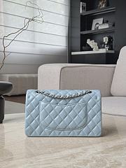 Fortok Chanel Flap Bag Light Blue Silver Hardware 15.5x25.5x6.5cm - 6