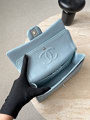 Fortok Chanel Flap Bag Light Blue Silver Hardware 15.5x25.5x6.5cm - 3