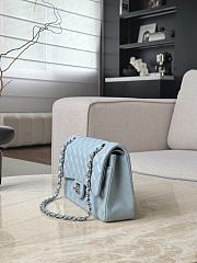 Fortok Chanel Flap Bag Light Blue Silver Hardware 15.5x25.5x6.5cm - 4