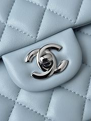 Fortok Chanel Flap Bag Light Blue Silver Hardware 15.5x25.5x6.5cm - 2