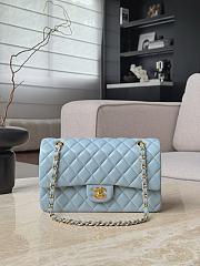 Fortok Chanel Flap Bag Light Blue Gold Hardware 15.5x25.5x6.5cm - 1