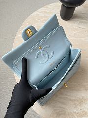Fortok Chanel Flap Bag Light Blue Gold Hardware 15.5x25.5x6.5cm - 3