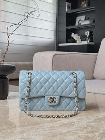 Fortok Chanel Flap Bag Light Blue 15.5x25.5x6.5cm
