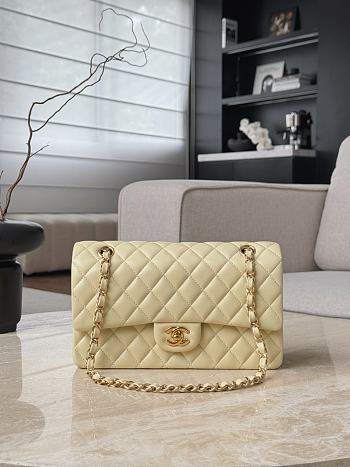 Fortok Chanel Flap Bag Light Yellow Gold Hardware 15.5x25.5x6.5cm