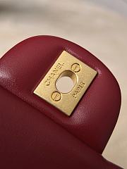 Fortok Chanel Flap Top Handle Bag Burgundy Gold Hardware 12x20x6cm - 6