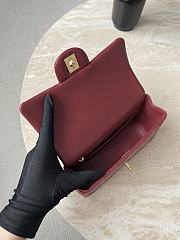 Fortok Chanel Flap Top Handle Bag Burgundy Gold Hardware 12x20x6cm - 5