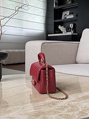 Fortok Chanel Flap Top Handle Bag Burgundy Gold Hardware 12x20x6cm - 4