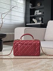 Fortok Chanel Flap Top Handle Bag Burgundy Gold Hardware 12x20x6cm - 3