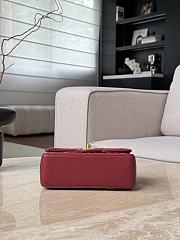 Fortok Chanel Flap Top Handle Bag Burgundy Gold Hardware 12x20x6cm - 2