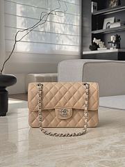 Fortok Chanel Flap Bag Beige Caviar Silver Hardware 14.5x23x6cm - 1
