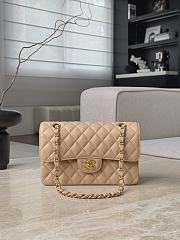 Fortok Chanel Flap Bag Beige Caviar Gold Hardware 14.5x23x6cm - 1