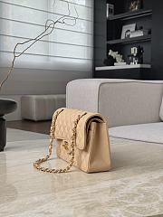 Fortok Chanel Flap Bag Beige Caviar Gold Hardware 14.5x23x6cm - 6