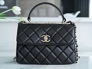 Fortok Chanel Trendy CC Top Handle bag in black lambskin leather with champagne gold hardware 25cm - 1