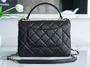Fortok Chanel Trendy CC Top Handle bag in black lambskin leather with champagne gold hardware 25cm - 6