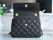 Fortok Chanel Trendy CC Top Handle bag in black lambskin leather with champagne gold hardware 25cm - 5