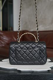 Fortok Chanel Flap Top Handle Bag Black Gold Hardware 12x20x6cm  - 3