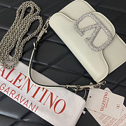 Fortok Valentino Garavani Small Locò Crystal-Embellished Leather Handle Bag White 20x11x5cm - 2