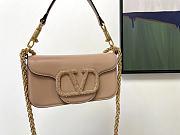 Fortok Valentino Garavani Small Locò Crystal-Embellished Leather Handle Bag Brown 20x11x5cm - 3