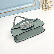Fortok Valentino Garavani Small Locò Crystal-Embellished Leather Handle Bag Green 20x11x5cm - 4