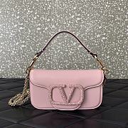 Fortok Valentino Garavani Small Locò Crystal-Embellished Leather Handle Bag Pink 19x11x5cm - 1