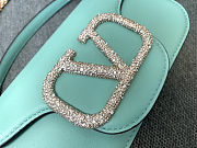 Fortok Valentino Garavani Small Locò Crystal-Embellished Leather Handle Bag Light Green 20x11x5cm - 4