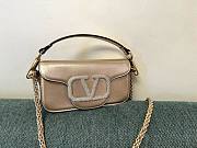 Fortok Valentino Garavani Small Locò Crystal-Embellished Leather Handle Bag Gold 20x11x5cm - 1