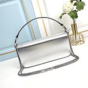 Fortok Valentino Garavani Small Locò Crystal-Embellished Leather Handle Bag Silver 27x13x6cm - 5