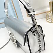 Fortok Valentino Garavani Small Locò Crystal-Embellished Leather Handle Bag Silver 27x13x6cm - 4