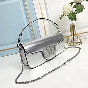 Fortok Valentino Garavani Small Locò Crystal-Embellished Leather Handle Bag Silver 27x13x6cm - 3