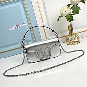 Fortok Valentino Garavani Small Locò Crystal-Embellished Leather Handle Bag Silver 20x11x5cm - 1
