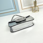 Fortok Valentino Garavani Small Locò Crystal-Embellished Leather Handle Bag Silver 20x11x5cm - 5