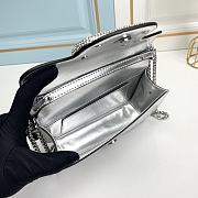 Fortok Valentino Garavani Small Locò Crystal-Embellished Leather Handle Bag Silver 20x11x5cm - 3