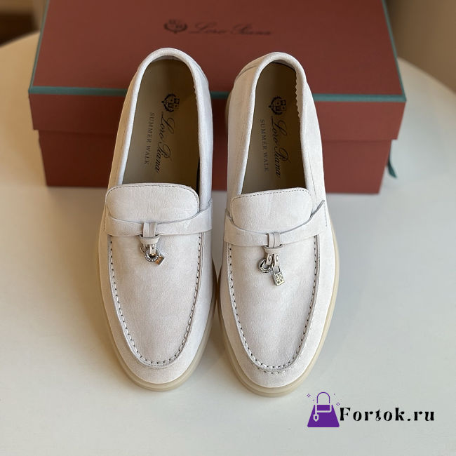 Fortok Loro piana Summer Charms Walk Loafer Suede Pearl  - 1