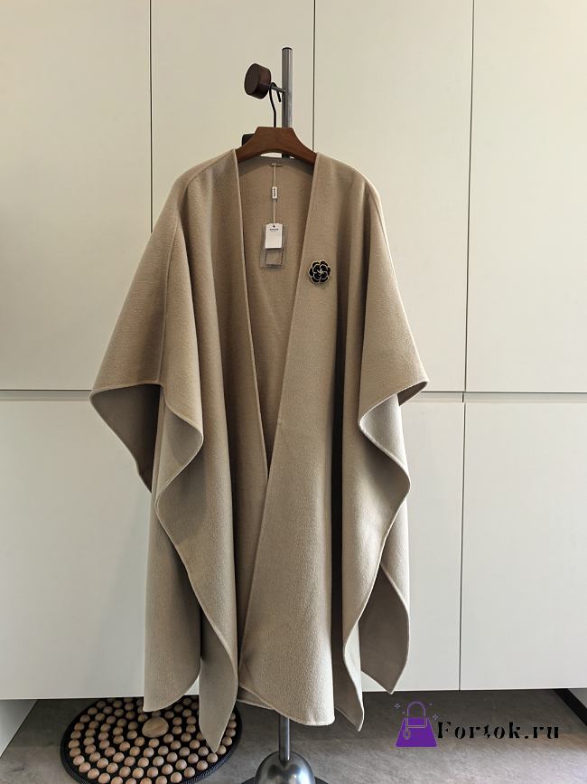 Fortok Loro Piana Cashmere Long Cape Beige - 1