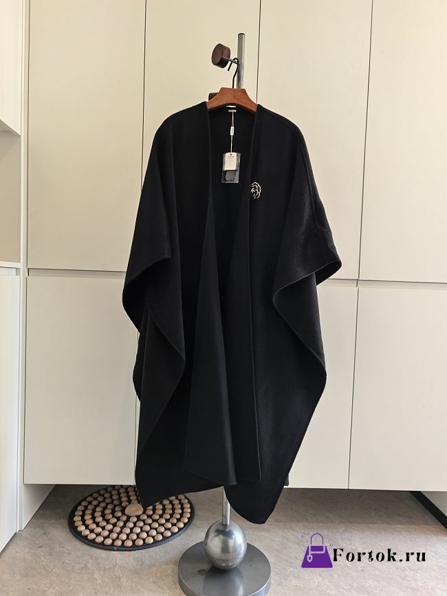 Fortok Loro Piana Cashmere Long Cape Black - 1
