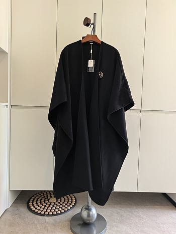 Fortok Loro Piana Cashmere Long Cape Black