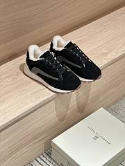Fortok Brunello Cucinelli suede shearling-trim sneakers Black - 1
