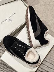 Fortok Brunello Cucinelli suede shearling-trim sneakers Black - 2