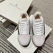 Fortok Brunello Cucinelli suede shearling-trim sneakers Cream - 5