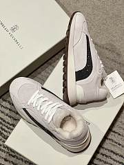 Fortok Brunello Cucinelli suede shearling-trim sneakers Cream - 3