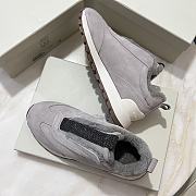 Fortok Brunello Cucinelli suede and techno fabric low-top sneakers Light Grey - 3