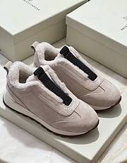 Fortok Brunello Cucinelli suede and techno fabric low-top sneakers Beige - 1